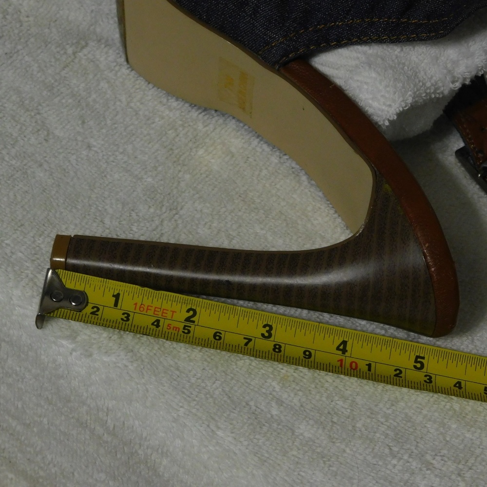 WOMEN'S BLUE JEAN OPEN TOE 5" HEELS BY JOEY O SIZE - Picture 8 of 8
